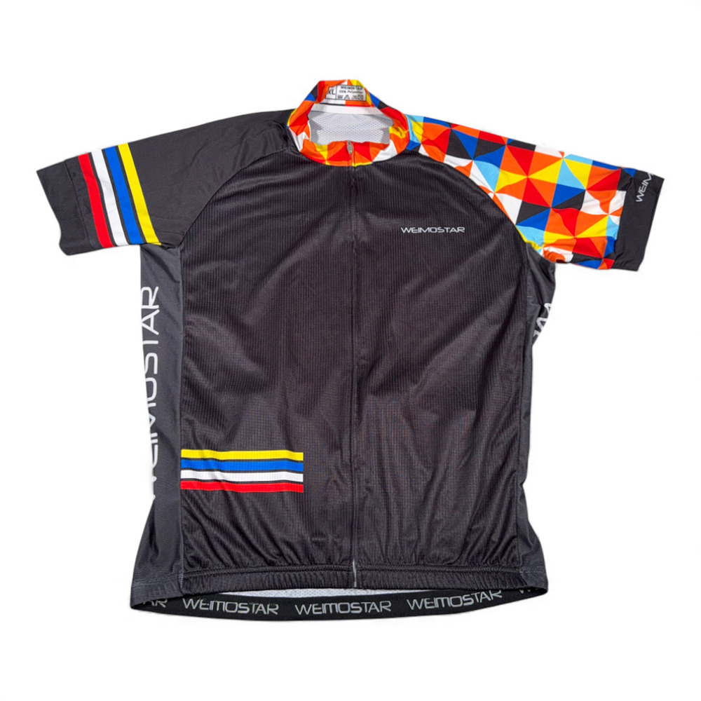 Weimostar Cycling Jersey Adult EXTRA LARGE Black Geometric Striped Full Zip